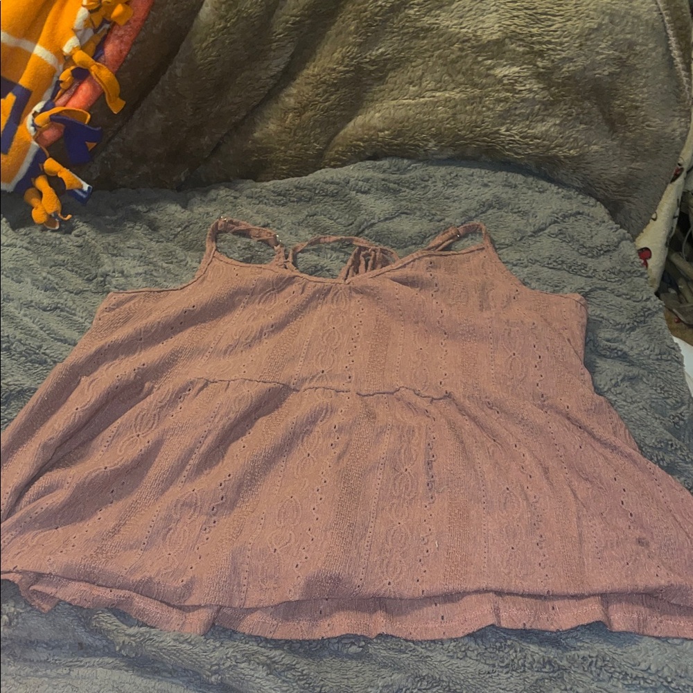 Maurice’s Women's Mauve Eyelet Tank Top with Tie-Back